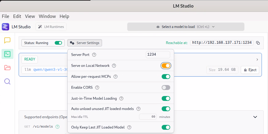 LM Studio API 서버 설정